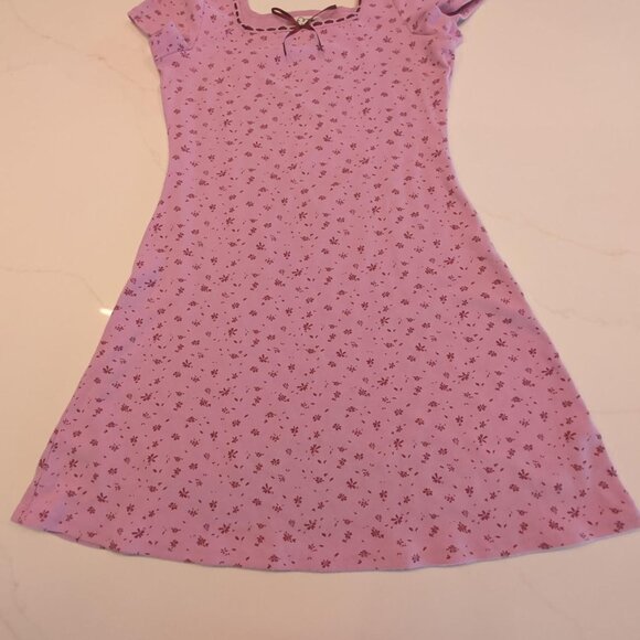 Art Class Girl's Sz XL 14 Cap Short Sleeve Square Neck Ribbed Dress Pink Barbie - Picture 5 of 10